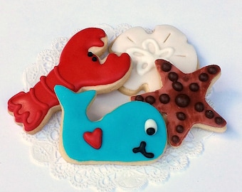 Little Nautical Beach Sugar Cookies - Mini Bites - 2 1/2 Dozen Mini Cookies