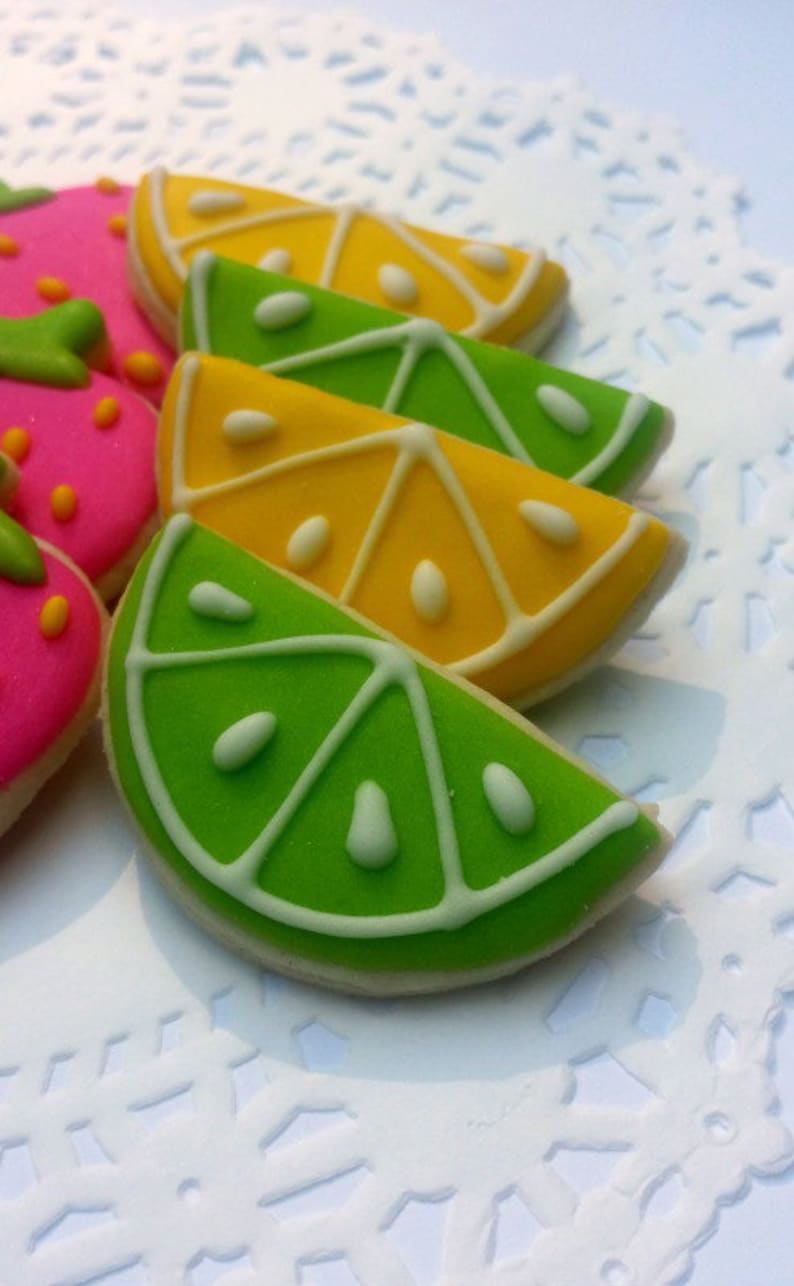 Mini Summer Fruit Cookies Strawberry Lemon Lime Cherry Etsy
