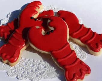 Little Lobster Sugar Cookies - Mini Bites - 2 1/2 Dozen Mini Cookies