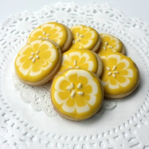 Mini Lemon Slice Decorated Sugar Cookies - 3 Dozen Mini Cookies - Summer Cookies - Fruit Cookies