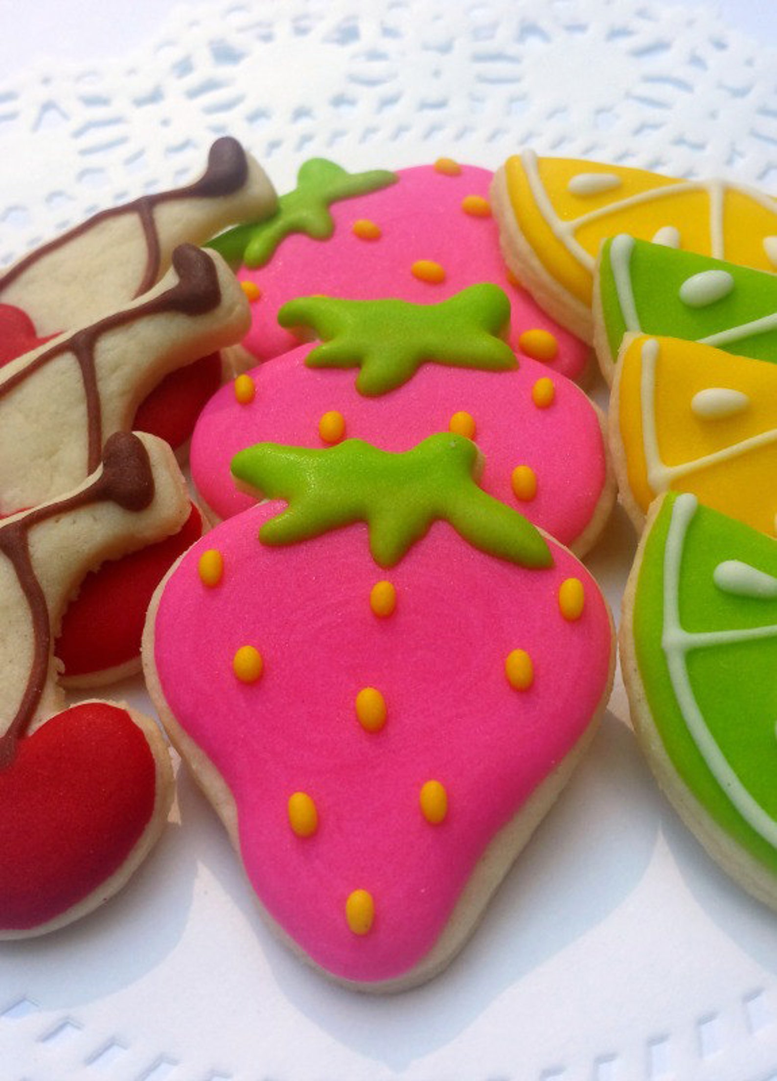 Mini Summer Fruit Cookies Strawberry Lemon Lime Cherry Etsy