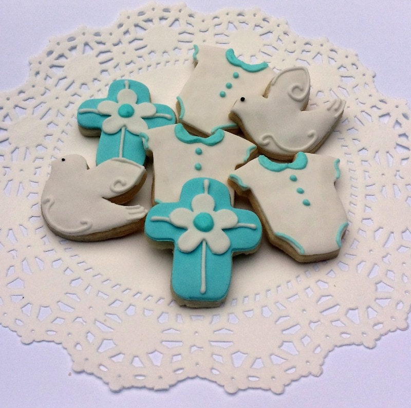 Mini Baptism Sugar Cookies Baby Boy 2 1/2 Dozen Mini Bites Etsy
