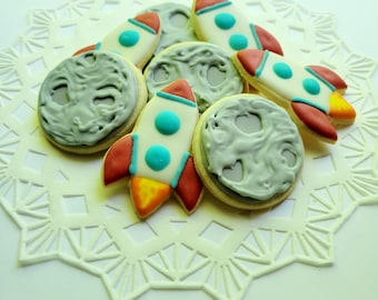 Mini Space Shuttle and Moon Cookies - 2 1/2 Dozen