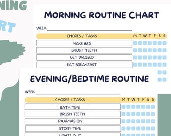 Paquete de gráficos de rutina para niños pequeños: Lista de verificación diaria con horario visual (descarga instantánea) / Hecho por una mamá
