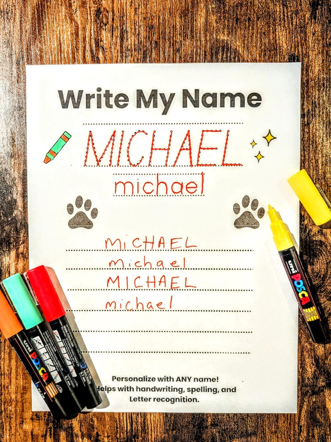 Personalized Name Tracing Worksheet – Handwriting Practice (digital ...