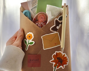 Mystery Junk Journal Kit – A5 Kraft Journal, Washi Tape & Stationery