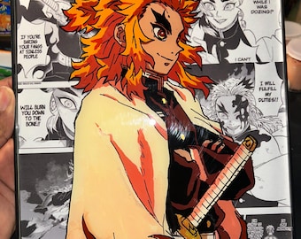 Rengoku Demon Slayer Anime Glass Painting