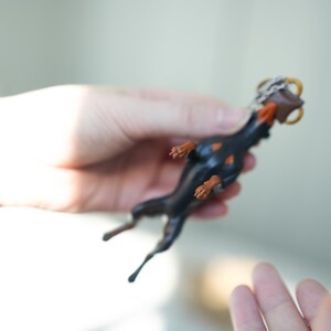 Car hanging ornament - Doberman catching a tug bite toy image 3