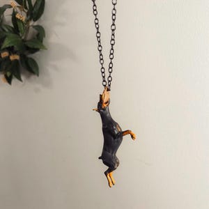 Car hanging ornament - Doberman catching a tug bite toy image 6
