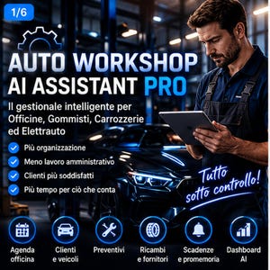 Gestionale Officina Auto Premium | Agenda Appuntamenti, Clienti, Preventivi, Magazzino Excel e Strumenti AI