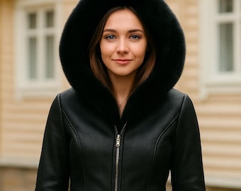 Black Hooded Winter Coat with Faux Fur Stylish Warm Jacket for Women