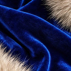 Premium Blue Velvet Christmas Hat with Soft Faux Fur Cuff image 2