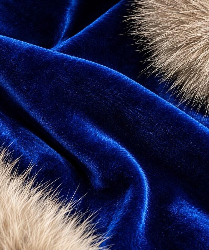 Premium Blue Velvet Christmas Hat with Soft Faux Fur Cuff image 2