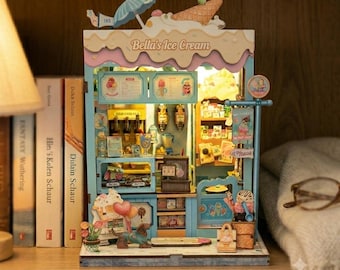Miniature Ice Cream Shop, Fully Assembled Miniature House Decor Gift