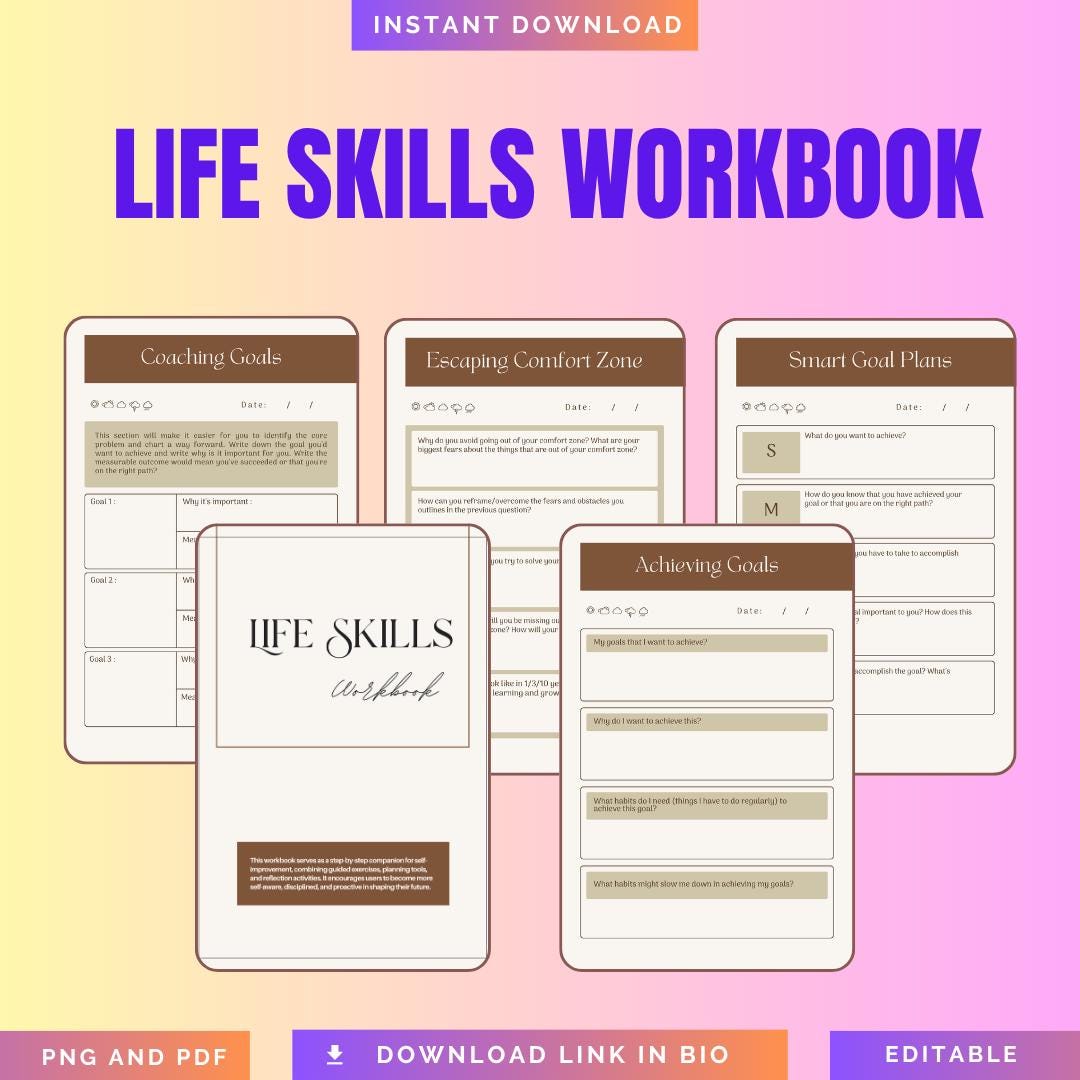Life Skills Workbook: Goal Setting and Problem Solving - Printable PDF ...