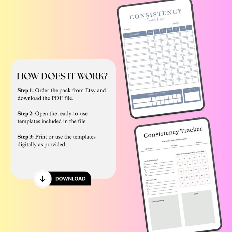 Consistency Tracker Printable | Daily Habit Log, Productivity Planner ...