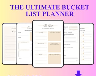 Ultimate Bucket List Planner: Life Goals & Adventure Tracker - Instant digital download