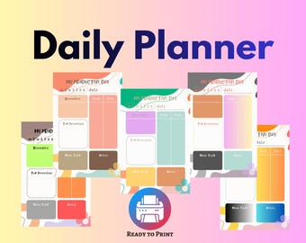 Daily Planner Printable: Clean Layout - Task and Goal Tracker - PDF PNG Instant Download