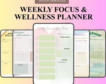 Weekly Goal Planner: Focus and Wellness Tracker (Printable PDF + PNG)