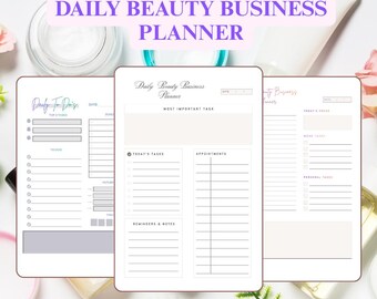 Beauty Appointment Planner - Daily Salon Task & Client Organizer - PDF PNG