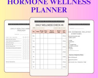 Hormone Balance Tracker: Wellness and Symptom Planner - Printable PDF - PNG Instant Download
