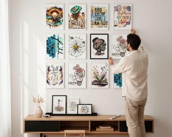 Impressões artísticas estéticas em PNG para impressão | Conjunto de 20 pôsteres modernos para decoração de parede | Pacote de pôsteres minimalistas