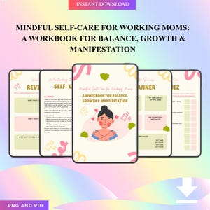 Working Mom Wellness Planner: Mindfulness and Self-Care - Printable PDF PNG
