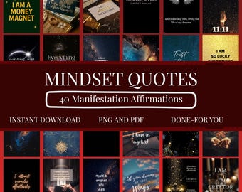 40 Law of Attraction Quotes Printables  | Positive Affirmations | PDF & PNG | Instant Download