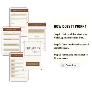The image is a collage of four different views of a mobile app, including a step-by-step guide on how to use the app.