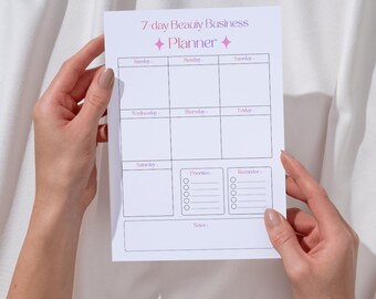 Weekly Beauty Business Planner - Salon Schedule & Task Tracker - PDF PNG Instant Download