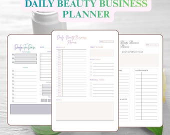 Beauty Biz Planner Printable, Salon Daily Organizer (PDF - PNG Instant Download)