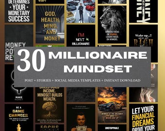 30 Millionaire Mindset Quotes Printables | Minimalist Money Mindset Prints | PDF & PNG | Instant Download