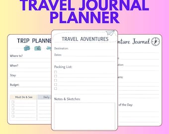 Travel Journal Planner Printable | Trip Planning & Memory Tracker | PDF PNG Instant Download