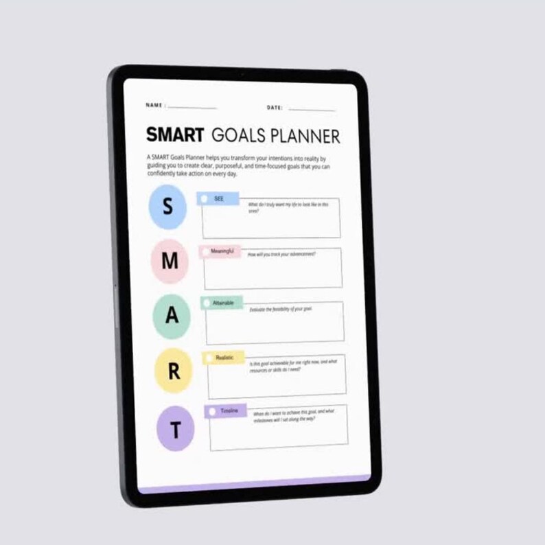 SMART Goals Planner Printable | Goal Setting Worksheet (PDF PNG) - Etsy