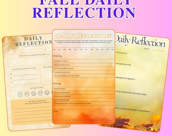 Fall Daily Reflection Planner Printable | Autumn Self Care & Mindfulness Journal | PDF PNG Instant Download