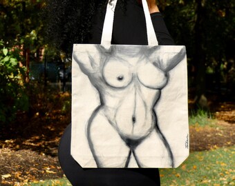 Handmade 100% Cotton Canvas Tote Bag, Wearable Art Unisex Gift