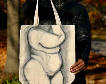 Eco-Friendly 100% Handmade Illustrated Cotton Tote Bag,  Artist Drawn Design