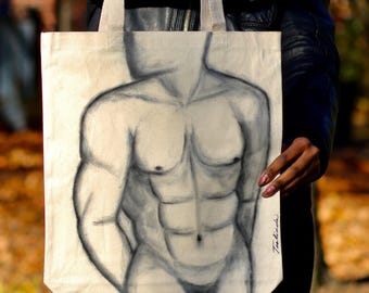 Eco-Friendly Handmade Illustrated 100% Cotton Tote Bag, Wearable Art Designed by Visual Artist