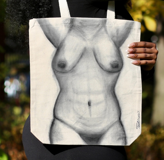 Breast Awareness 100% Cotton Canvas Tote Bag, Eco-Friendly Wearable Art Bag, Unisex Gift