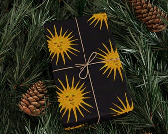 Gothic Sun Pattern Wrapping Paper: Celestial Gift Wrap