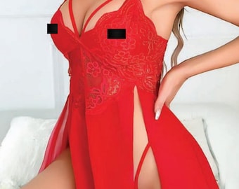 Sheer Lace Babydoll Dress with G-String – Bridal & Romantic Lingerie | Seralina