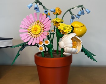 3D Printed Botanical Flower Pot Display Medium -  Brick botanicals for sets like Petite Sunny Bouquet (12 Stem)