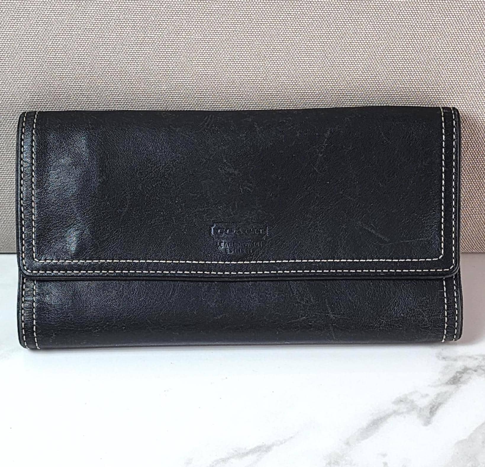 小物 Old COACH Leather Long Wallet Black Snap Vintage Coach Black Wallet - Etsy