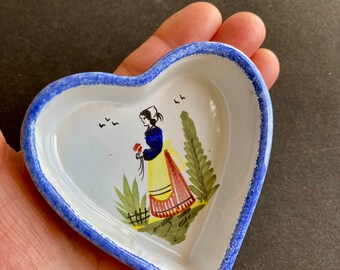 French Ceramic Heart by Henriot Quimper - Quimper France - HB Quimper - made in France - Mint