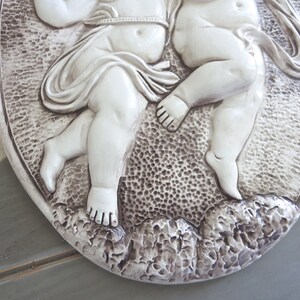 Vintage Italian Cherubs Bas Relief Plaque Capodimonte Wall Art made in Italy image 4