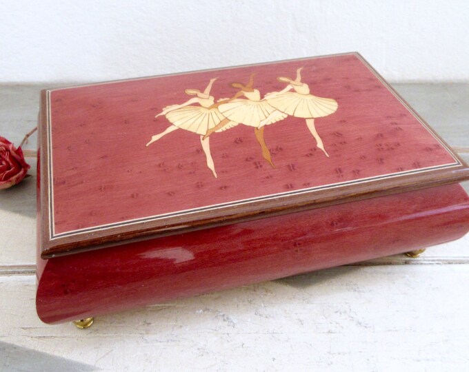 Vintage Reuge Jewelry Music Box Pachelbel Canon Inlaid Wood Etsy