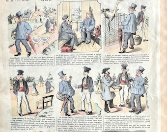 Image D'Epinal - French Comic Strip - Antique French Print - Pellerin late 1880s