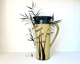CREITZ Pottery tall pitcher - Handmade Studio Pottery - California Artist - 70s - Made in USA