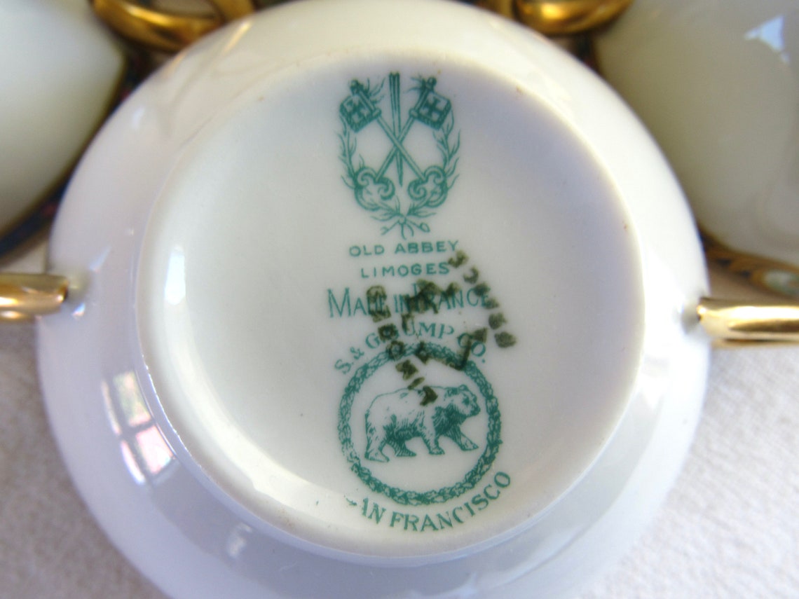 Limoges Porcelain Cups Old Abbey Limoges Cups Double Handle Etsy