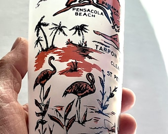 Souvenir vintage de Floride en verre dépoli - Fabriqué aux États-Unis